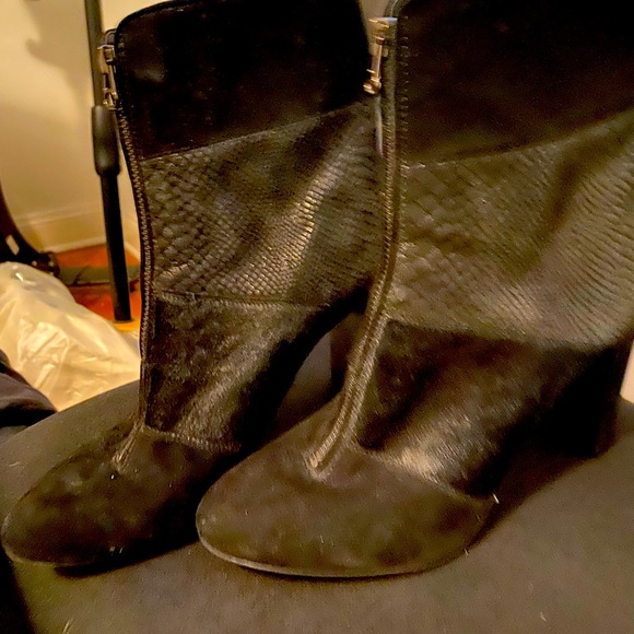 Anne Klein suede and animal hair heed boots - Picture 4 of 5